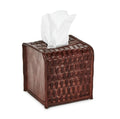 Chestnut woven leather tissue box cover