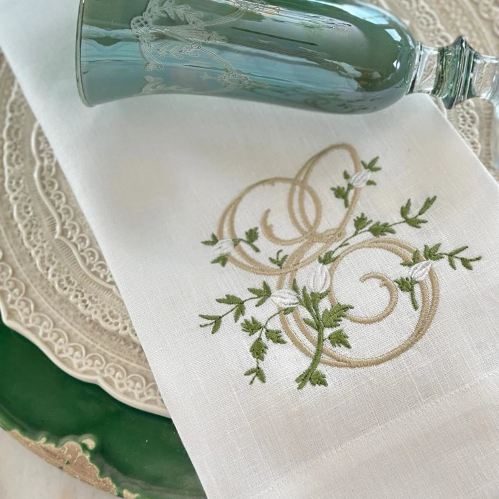 Floral Monogram B tea towel