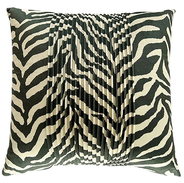 24in x 24in Zebra and taupe velvet pillow