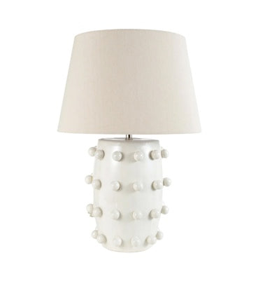 White stoneware table lamp