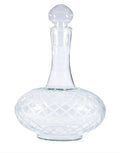 Etched glass decanter with diamond pattern