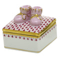 Herend Baby Bootie Box in Rasberry