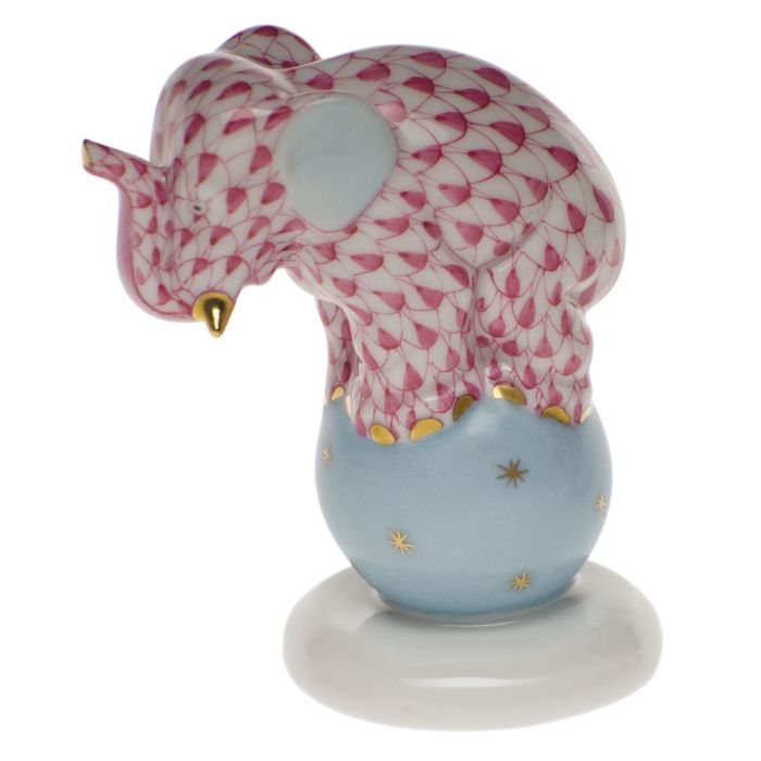 Herend Dancing Elephant in Rasberry