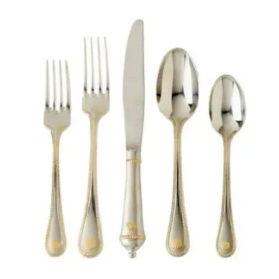 Berry and Thread Satin w Gold 5pc Place Setting