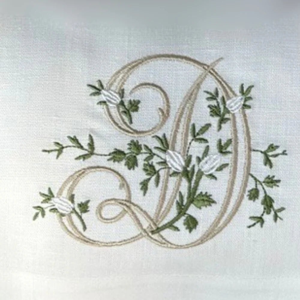 Floral Monogram D tea towel