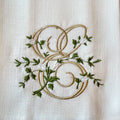 Floral Monogram E Tea towel