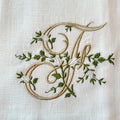 Floral Monogram F tea towel