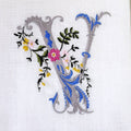 Heritage Floral Monogram V tea towel