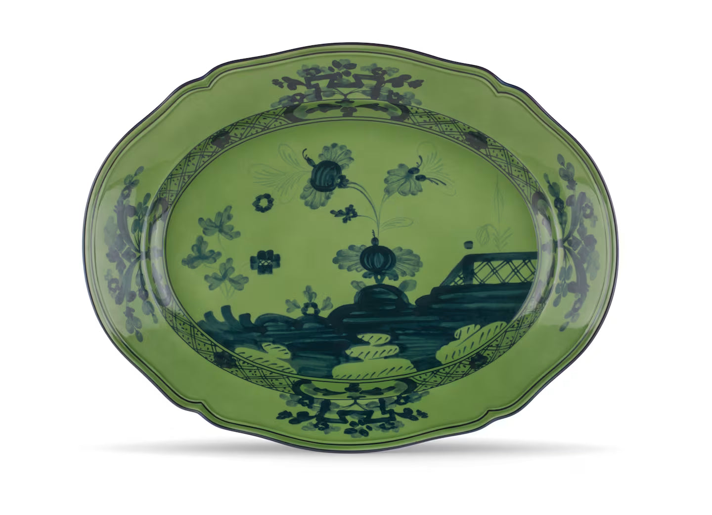 Ginori Oriente Italiano Large Oval Tray in Malachite
