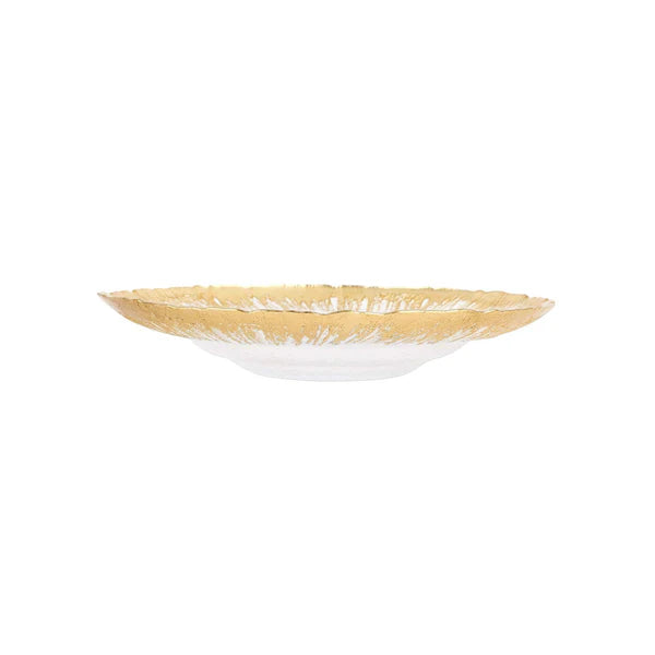 Vietri Rufolo Glass Gold Brushstroke Shallow Bowl