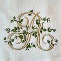 Floral Monogram R tea towel