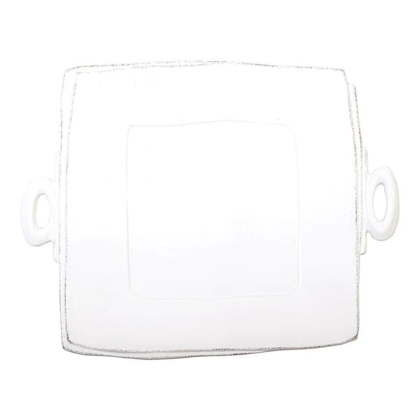 Vietri Lastra White Sqaure Platter with Handles