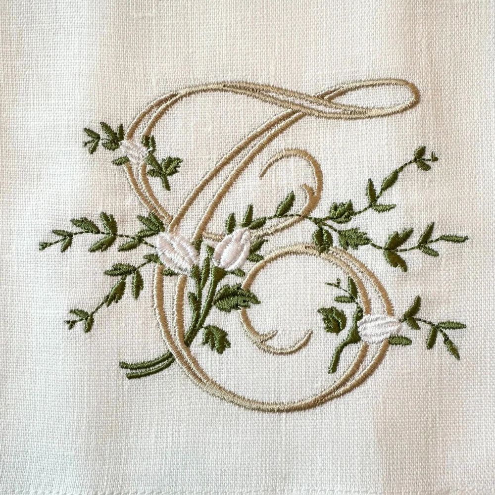 Floral Monogram T Tea towel