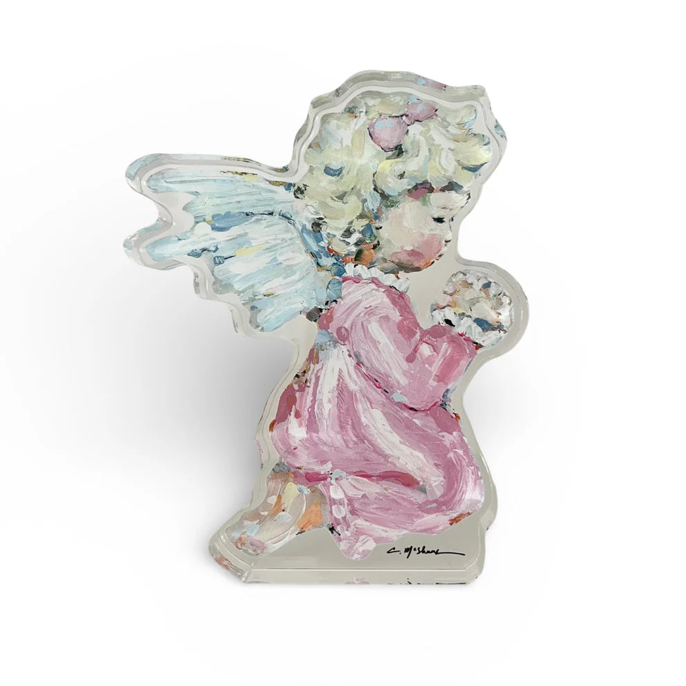 Acrylic Pink blonde baby praying