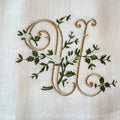 Floral Monogram U tea towel