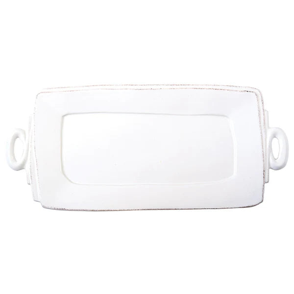 Vietri Lastra White Rectangle Platter w/ Handles