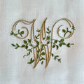 Floral Monogram  W Tea towel