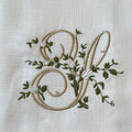 Floral Monogram Y tea towel